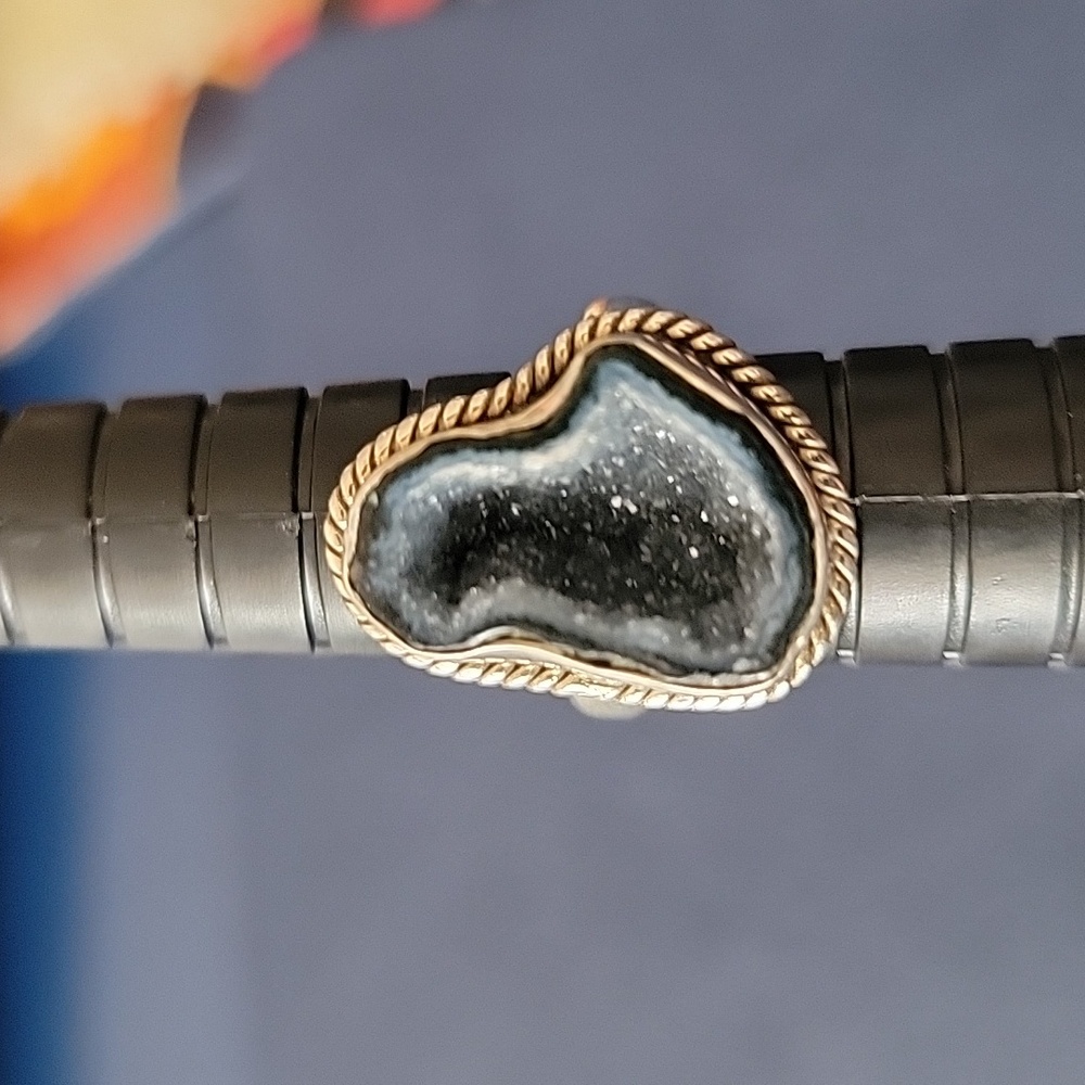 Blue Geode Sterling Silver Ring